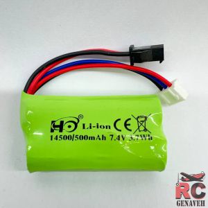 باطری 7.4V 500mAh مخصوص ماشین کنترلی و کوادکوپتر – سبک و با دوام بالا